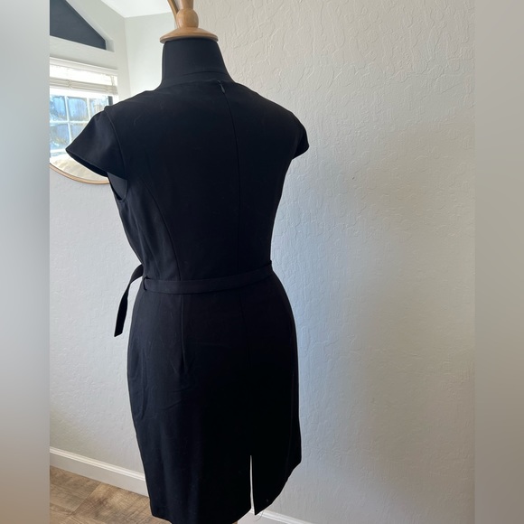 CALVIN KLEIN black stretch belted cowl-neck shift dress - Picture 4 of 5